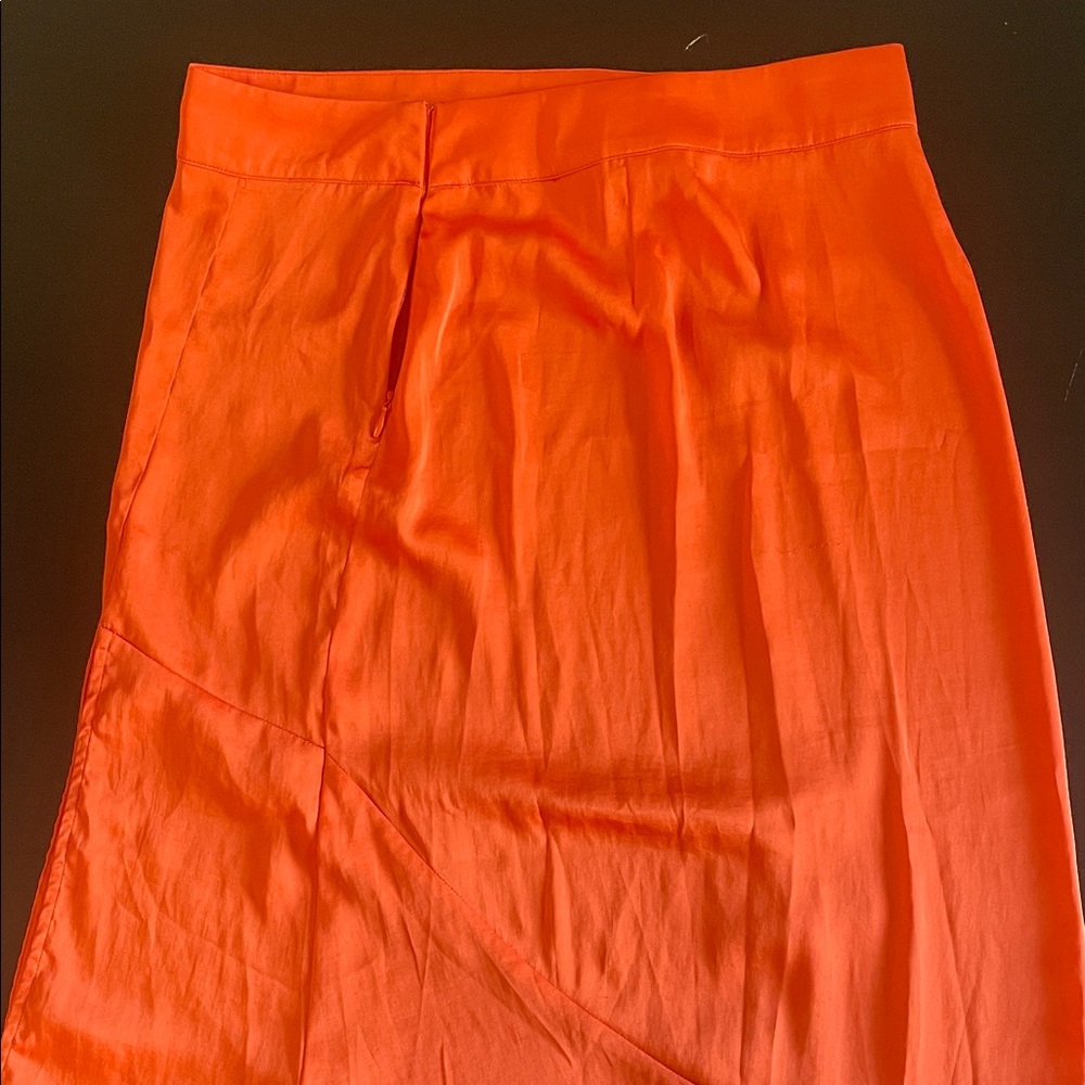 Chic Orange Satin Skirt